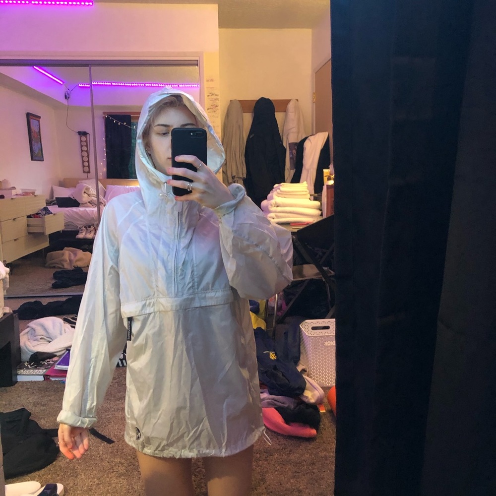 white/sheer windbreaker